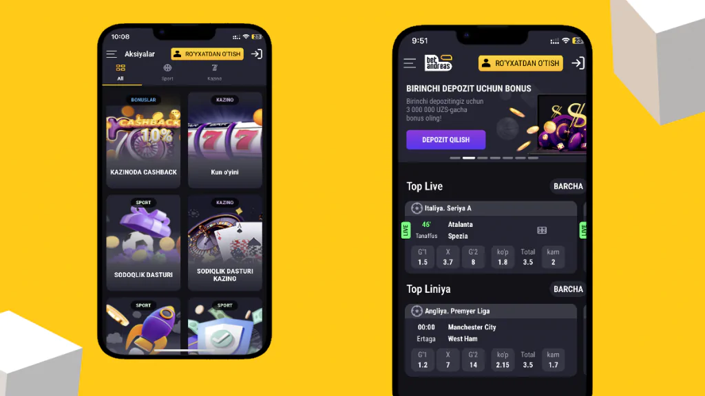 Betandreas ilovasi mobil versiyasi