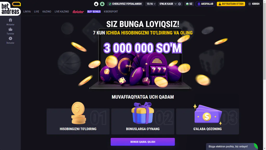 Betandreas bonuslari